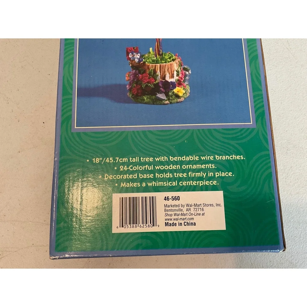 Spring Tree with 24 Wooden Ornaments 18 Inch Bendable Wire Easter Centerpiece